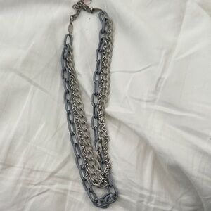 Sabika Dual Chain Statement Necklace in Blue and Silver